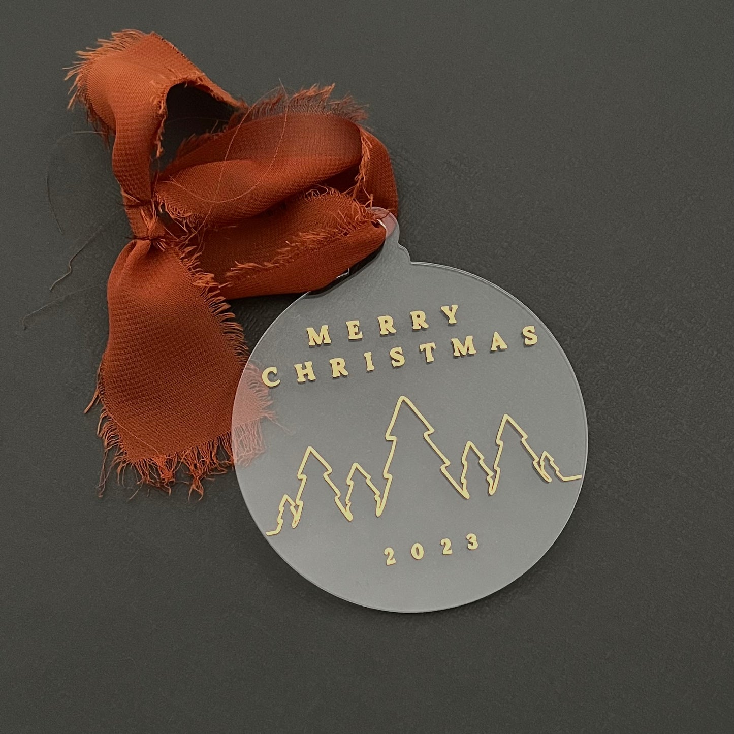 Merry Christmas Ornament in Gold