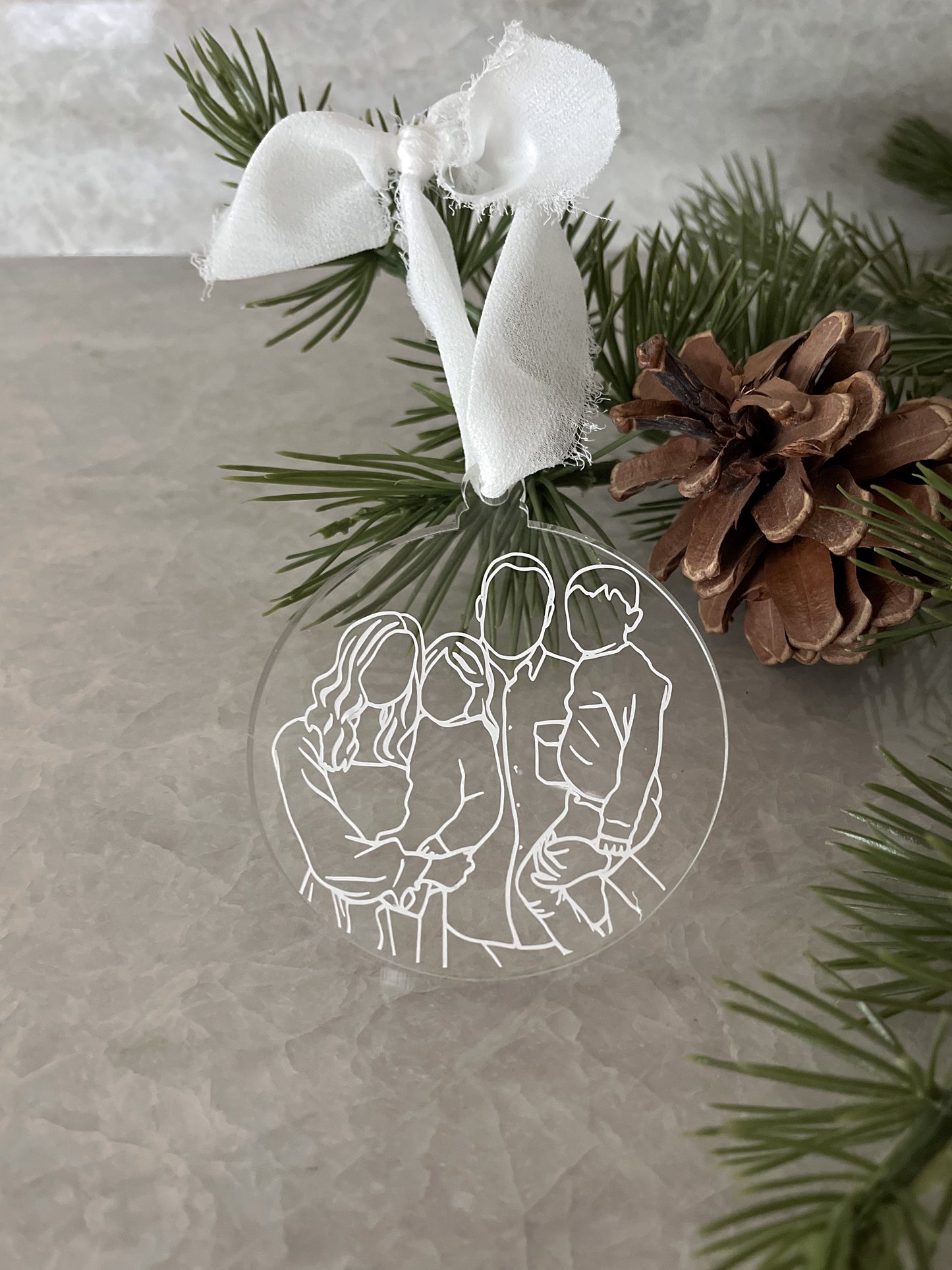 Custom Line Drawing Portrait Ornament